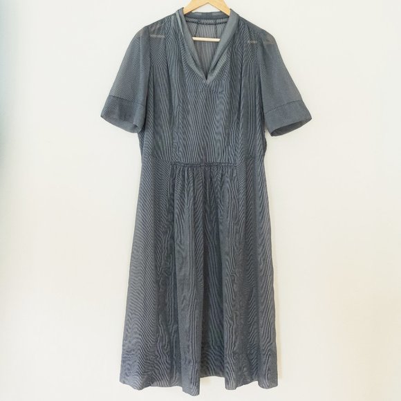 Handmade Dresses & Skirts - Handmade Sheer Short Sleeve Striped Midi Dress